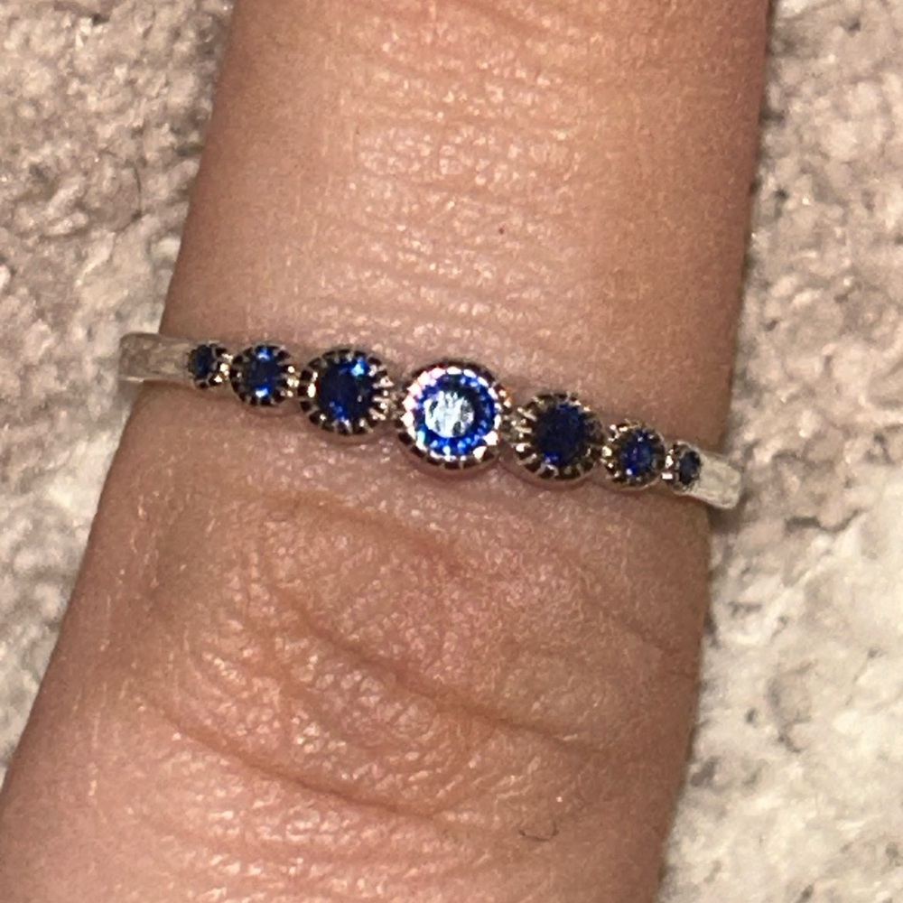 Silver Stackable Ring With Blue Gemstones - image 1